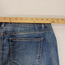 One 5 One MS20270Z Women's Blue Pencil Stretch Denim Slit Skirt Pockets Size L image 7