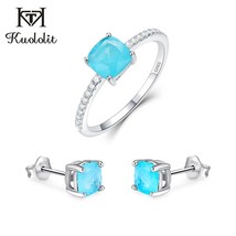 Mint Sapphire Paraiba Tourmaline Gemstone Jewelry Sets for Women Solid 925 Sterl - £29.12 GBP