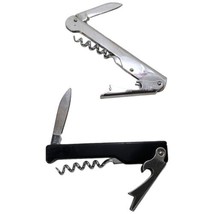 Corkscrew Hinged Waiters Wine Key Bottle Opener with blade (lot of 2) - £11.99 GBP