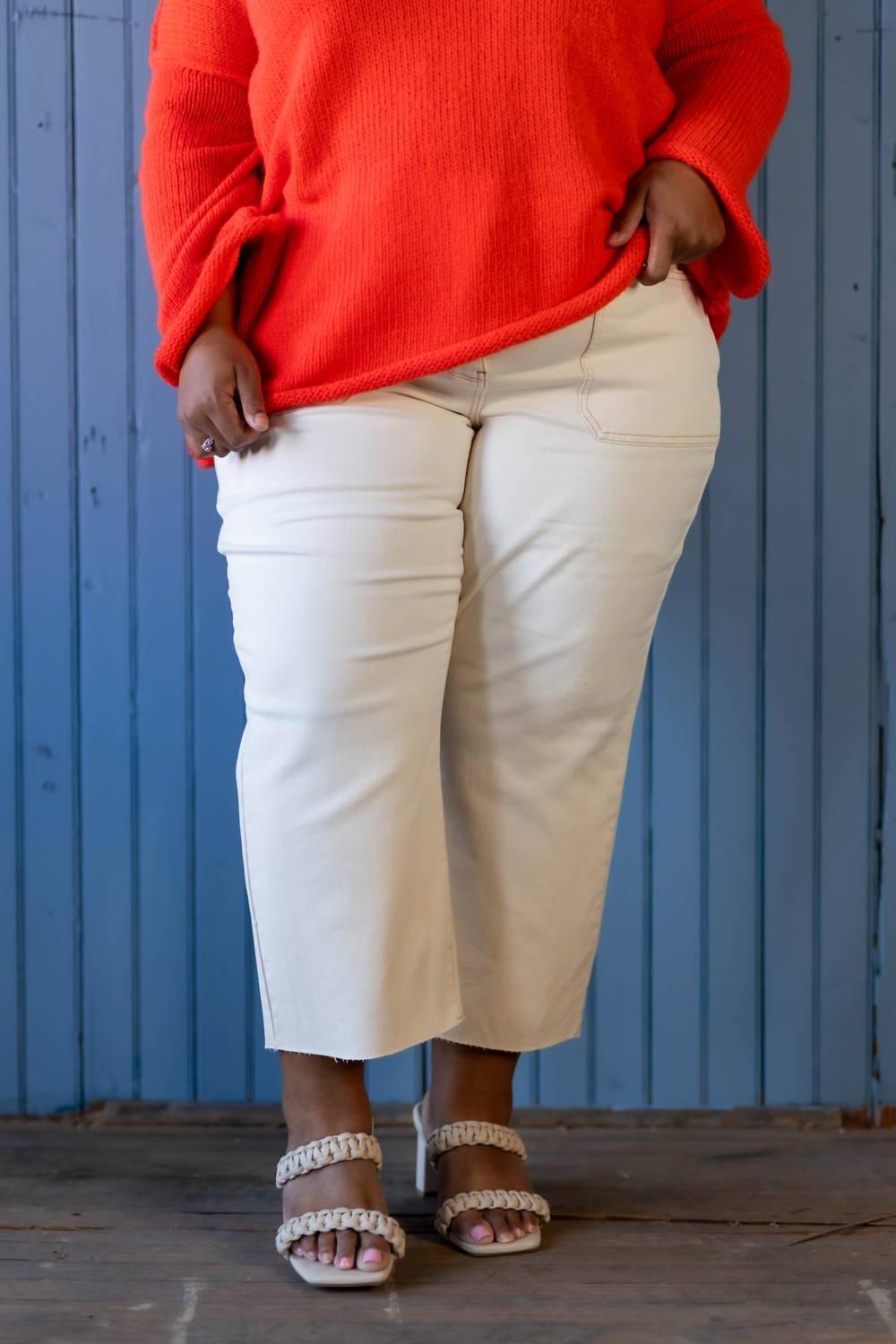 Judy Blue Sweet As Buttermilk Cropped Wide Leg Jean Ecru - $48.00