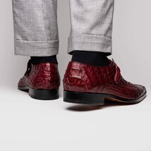 Luigi Genuine Caiman Crocodile Dress Monk Strap Shoes Wine image 7