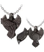 Alchemy Gothic The Augurium Locket Necklace Black Raven Pendant Fine Pew... - $77.89 CAD
