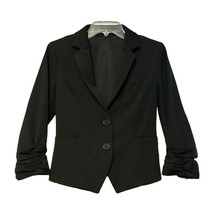 Express Womens Black 2-Button with Ruched Sleeves Cropped Blazer Size 4 - £14.15 GBP