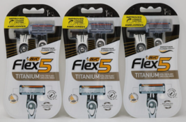 Bic Flex 5 Titanium Men&#39;s Disposable Razors 2-Pack W/Ultra Thin Blades Lot of 3 - £15.62 GBP