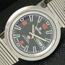 Vintage Ricoh R31 Automatic Japan Mens D/D Oval Shape Black Watch 587f-a309743-6 - £23.96 GBP