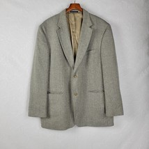 Lands&#39; End Mens Blazer 46L Brown Gray Silk Wool Blend Lined Direct Merch... - $30.51