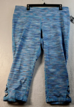 Ideology Cropped Leggings Womens Size 2X Blue Striped Ealstic Waist Logo Pull On - £10.97 GBP