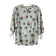 LC Lauren Conrad Popover Blouse Womens Small Sheer Floral Print 3/4 Sleeve FLAW - £12.02 GBP