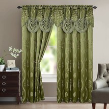 Green Curtains 2 Panels Window Drapes Living Room Bedroom Luxury Valance... - $29.02