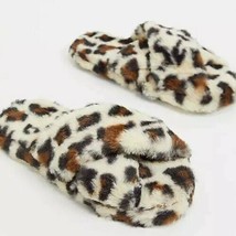 ASOS ~ Open Toe ~ Crossover ~ Slippers ~ Size Large ~ Leopard ~ Faux Fur - £18.49 GBP
