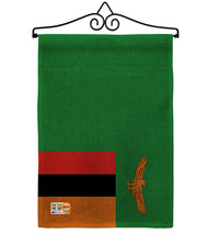Zambia Burlap - Impressions Decorative Metal Wall Hanger Garden Flag Set GS10828 - £27.14 GBP