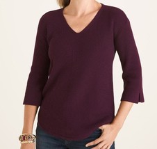 Chicos 2 Ribbed Pullover Sweater Womens L 12 V Neck Shirt tail 3/4 Sleeves Soft - £24.06 GBP