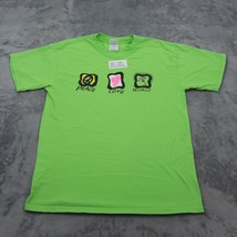 Piece Love Workout Shirt Men L Green Gildan Short Sleeve Crew Graphic Print T - £17.82 GBP