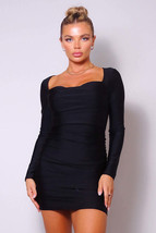 Women&#39;s Black Sweetheart Pleated Front Sexy Mini Dress - $34.00