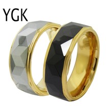 Jewelry Facet Center With Grooves Golden Dome Tungsten Wedding Ring For Men &amp; Wo - £29.27 GBP