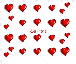Nail Art Water Transfer Sticker Decal Stickers Pretty 3D Heart Red KoB-1013 - £2.39 GBP
