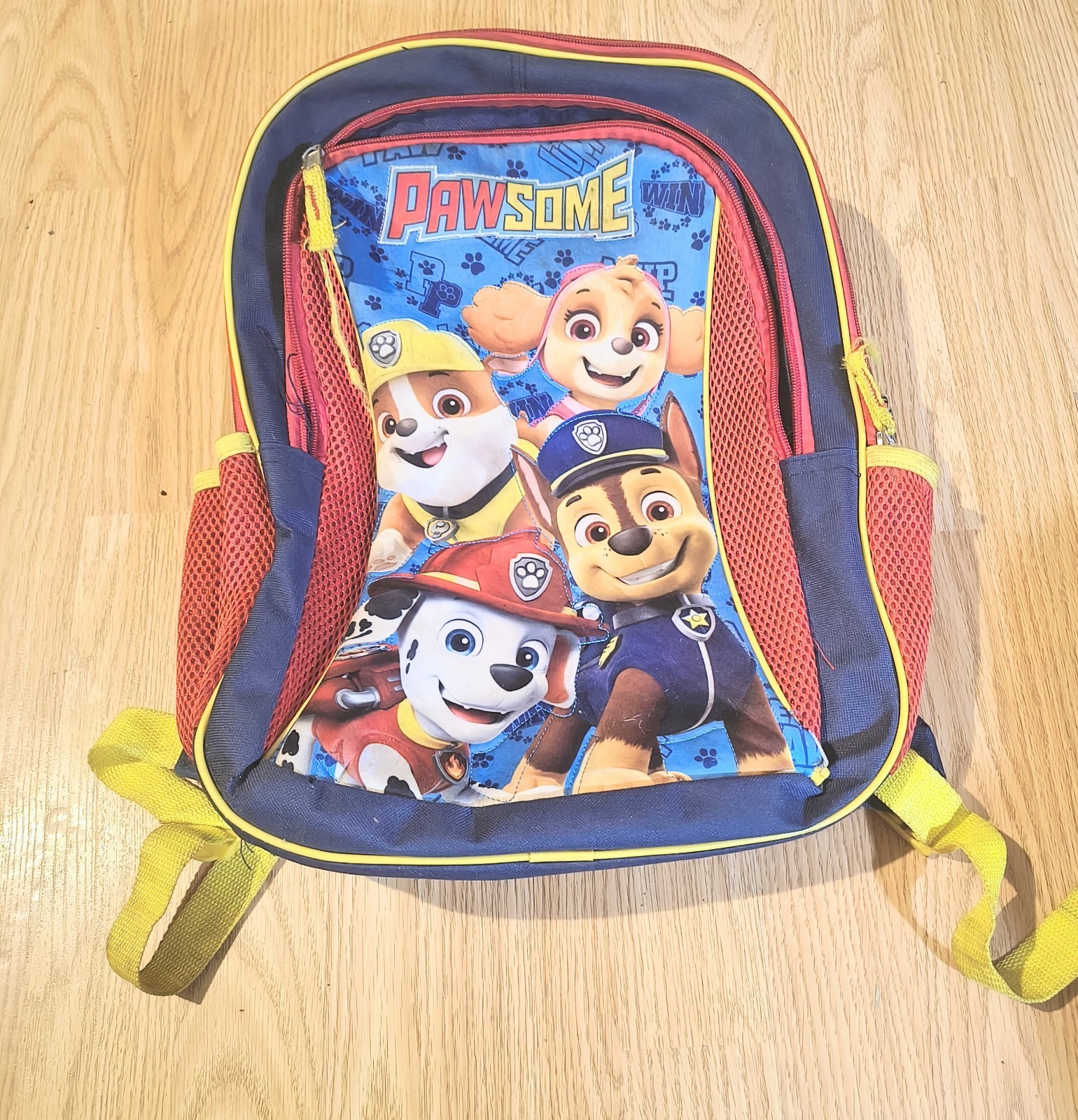 Paw Patrol Paw some Childs Backpack 2 Zip Up Pockets Cartoon Broken Fron... - $7.00