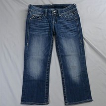 Vigoss 1 / 2 Chelsea Capri Dark Bold Stitch Stretch Denim Jeans - £11.00 GBP