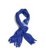 Navy Blue 100% Merino Wool Floral Embroidery Scarf w/Tassels (64x30 in) ... - $211.59 MXN
