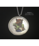 Werewolf Wolfman Enamel Halloween Coin Stainless Locket Custom Wheat Lin... - $20.00