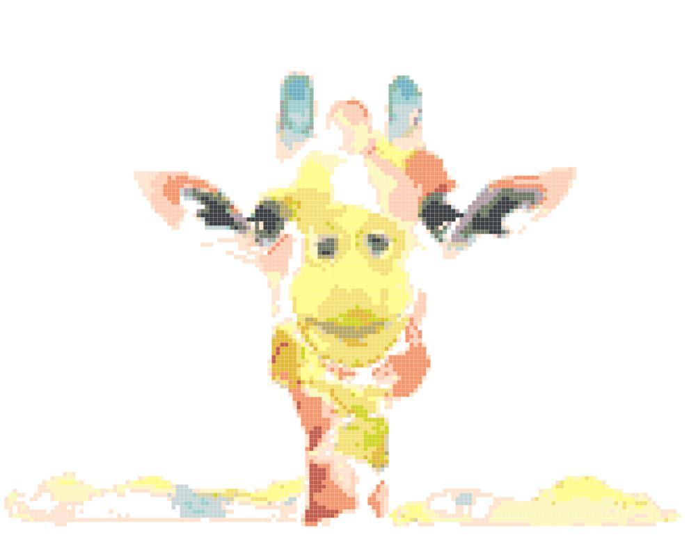 Counted Cross Stitch pattern watercolor giraffe chart 165 * 109 stitches BN1497