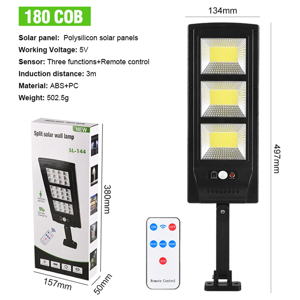 180 144 LED Oversized Solar Floodlights for Garden 5000LM Security Motion Sensor - $71.59