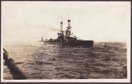 U.S.S. Arkansas (BB-33) Battleship at Sea RPPC ca. 1920s Real Photo Postcard - £11.55 GBP