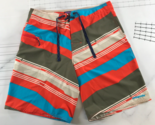 Patagonia Board Shorts Mens 32 Dark Green Orange Blue Cream Stripes Zip ... - $23.12