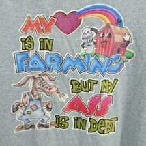 Farming T Shirt Mens Size L 50/50 Heather Gray Screen Stars USA Vintage 80s - £11.33 GBP