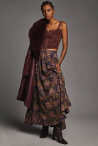New Anthropologie The Odells Nina Skirt MAXI $248 SMALL Purple  - £81.21 GBP