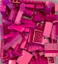 Lego 125 piece Dark Pink Lego lot full of bricks, blocks Variety of Size... - $12.95