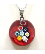 Murano Glass Handcrafted Millefiori Pendant &amp; 925 Sterling Silver Necklace - $54.57 CAD