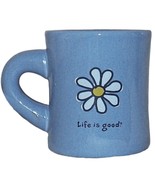 Life Is Good Sky Blue Daisy Restaurant Diner Heavy Stoneware Coffee Mug - £19.17 GBP