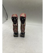 African Women Hand Carvef,Hand Painted Wooden Sculpture two - $565.28 MXN