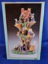 Vintage Easter Bunny Rabbit Tree Treehouse Figurine Sculpture Tree House Jaimy - £22.04 GBP