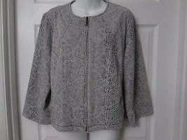 CHICO&#39;s Gray Snakeskin Print Lightweight Lined Pocketed Zip Jacket Blaze... - £11.84 GBP