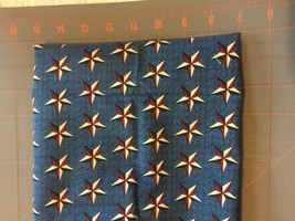 fabric- Patriotic Military Metal Colored Stars on Blue 1/2  yrd - $4.94