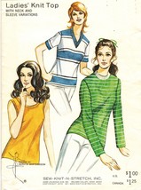 Vintage 1970 Misses Kwik Sew Knit Tank Top Long Sleeve V Neck Sew Pattern 8-12 - $11.99