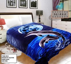 Dolphins Blue Color Suave Plush Blanket Softy And Warm King Size - £51.82 GBP