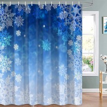 Blue Christmas , Winter Snowflake S Set With 12 Hooks, Holiday Home Decor Fabric - $32.99