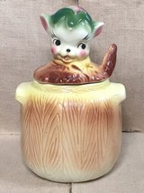 Vintage Ceramic Puppy In Pot Cookie Jar 1950s Kitsch Whimsical Dog AS IS READ - £38.93 GBP