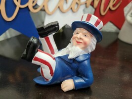 Patriotic July 4th Uncle Sam Red White Blue Resin Figurine Memorial Day 3&quot; - $13.99