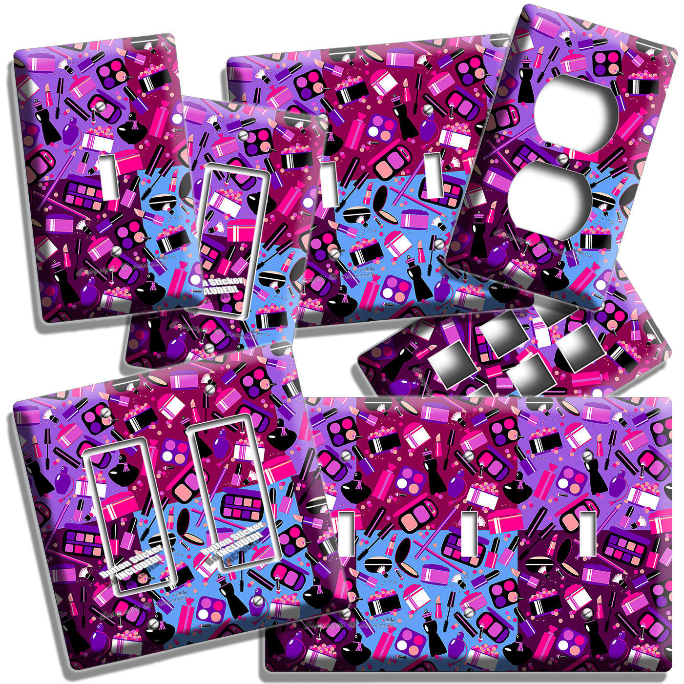 MAKEUP LIPSTICK MASCARA BEAUTY PRODUCTS LIGHTSWITCH OUTLET WALL PLATE ROOM DECOR