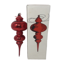 VTG DEPARTMENT 56 Mercury Glass Double Finial Ornament Red 10&quot; w/ Box - £22.15 GBP