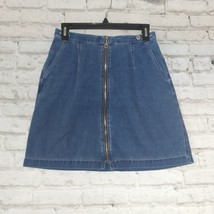 Liz Claiborne Lizwear Jeans Womens Skirt 8 Petite Blue Cotton Corduroy A Line - £11.47 GBP