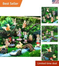 Resilient 19-Pc Resin Garden Fairies and Animals Set - Ideal for DIY Lan... - $36.00