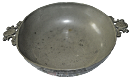 Antique Pewter Porringer w 2 Handles by AC, w X for High Quality - $24.99