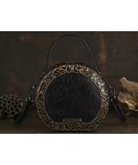 Luxury Round Retro Handmade Embossed Leather Shoulder/Crossbody Bag for ... - €95,23 EUR
