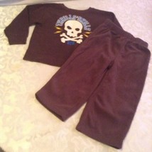Size 24 mo Carters pants set brown outfit  sweater skeleton skull - £11.21 GBP