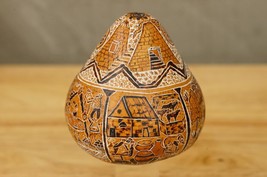 MODERN Art Hand Carved South American PERU Gourd Story Panel Folk Art - £19.42 GBP